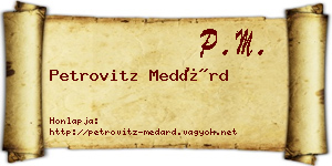 Petrovitz Medárd névjegykártya